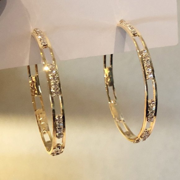 NEW gold plated round hoop earrings - Picture 4 of 7